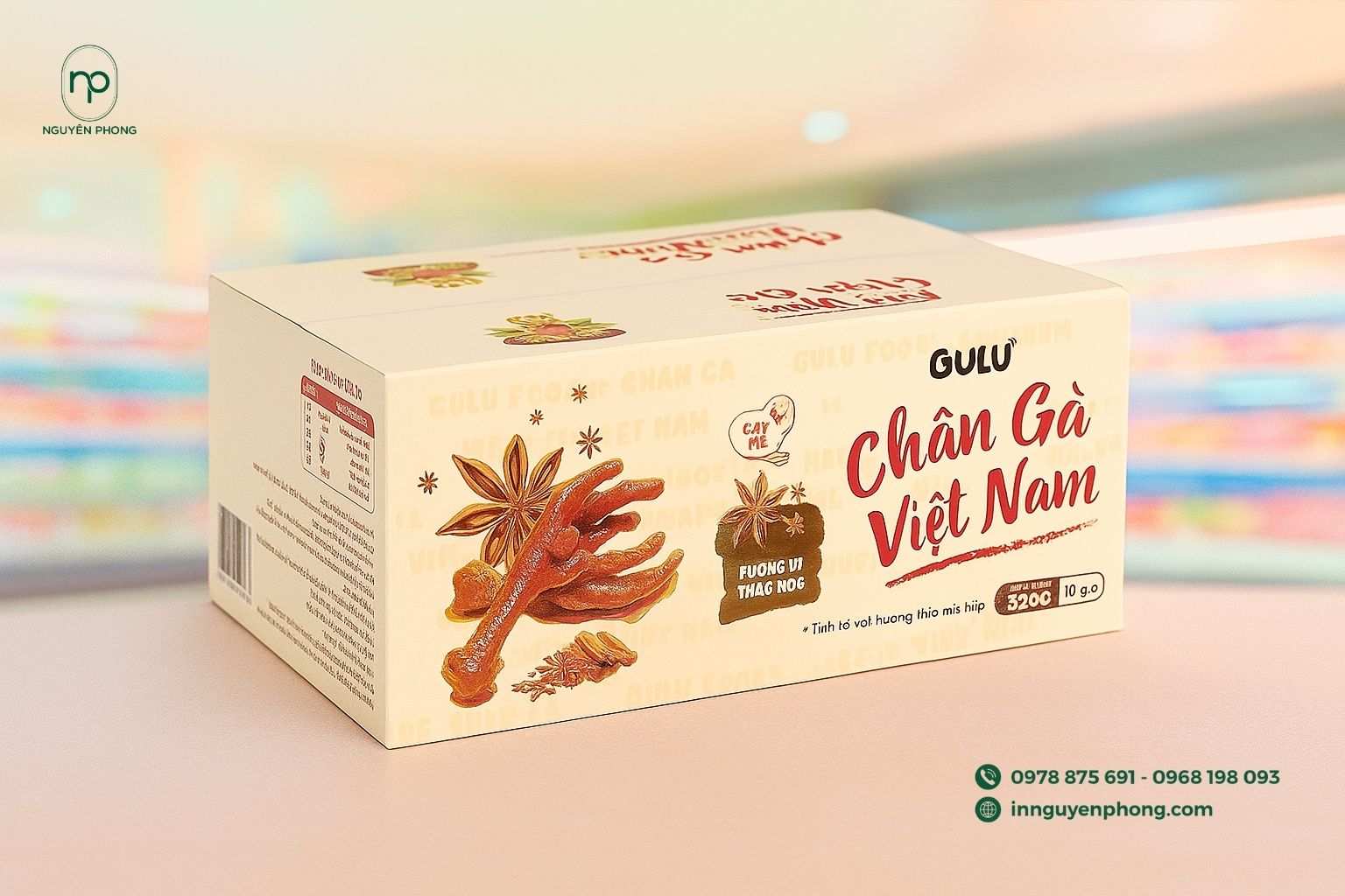 Hộp giấy đựng chân gà vị thảo mộc